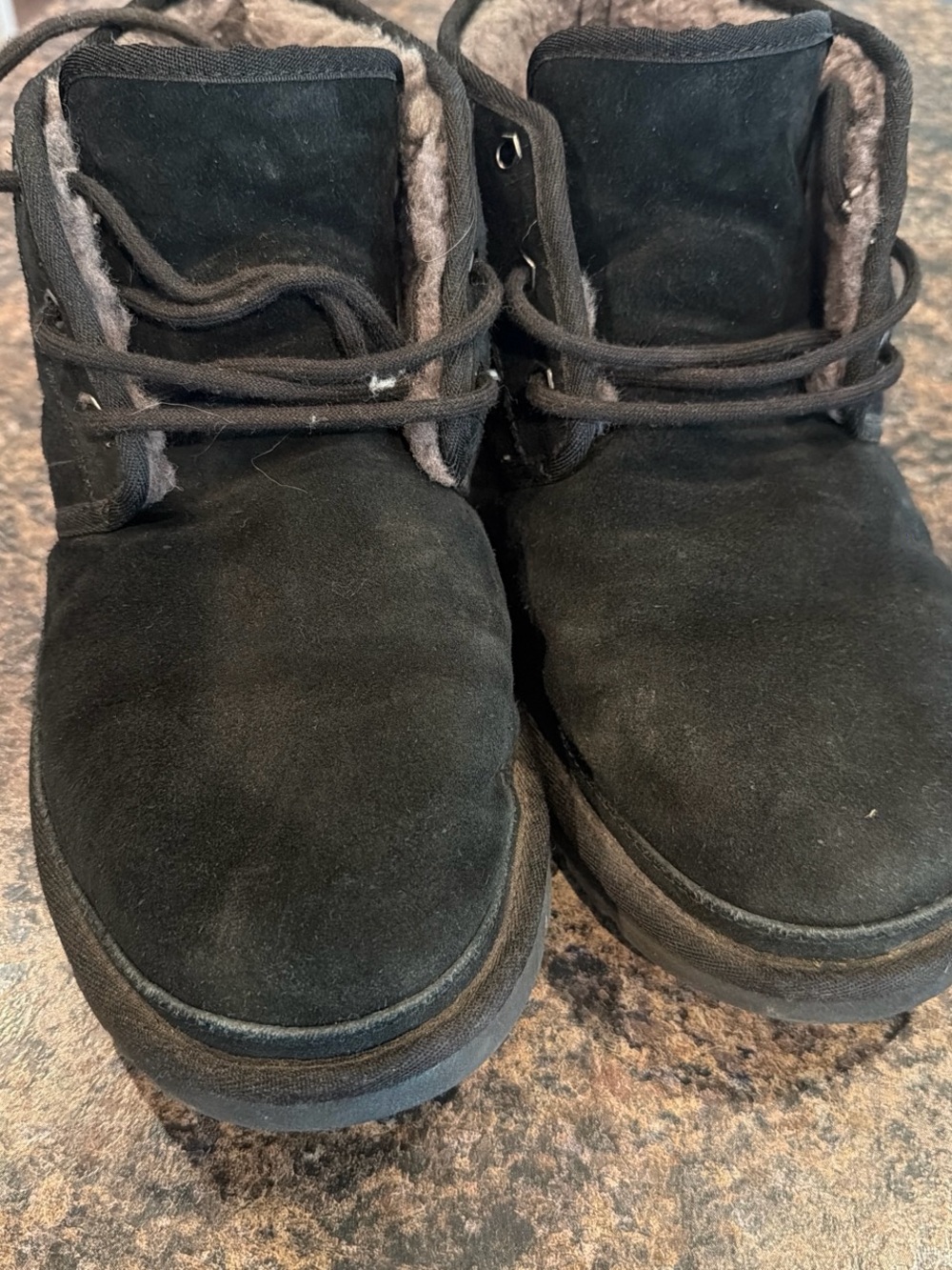 UGG Men's Black Suede Lace-Up Shearling Boots